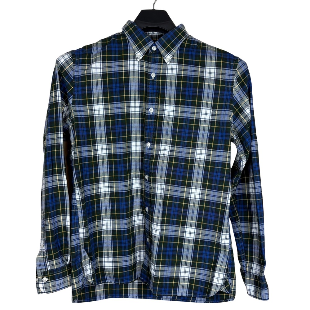 Brooks Brothers Red Fleece Men Blue Green Plaid Button Down Shirt Large